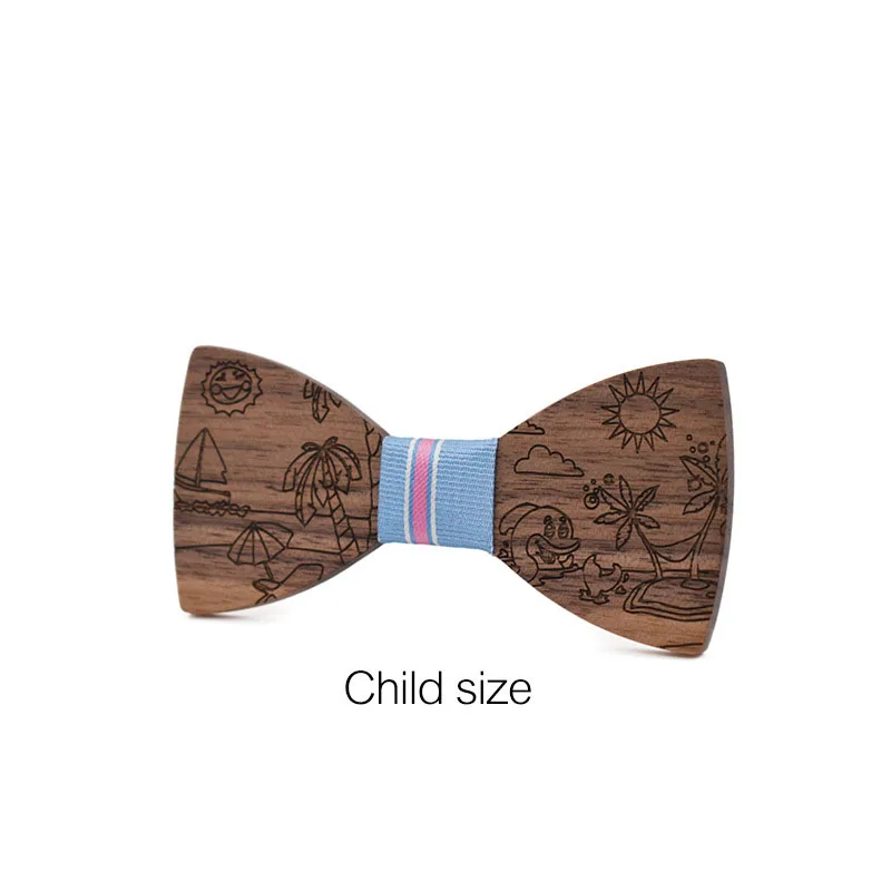 

Children Wooden Bow Ties For Baby Boys Clothing Accessories Solid Color Bowknot Printing Kids Wood BowTie