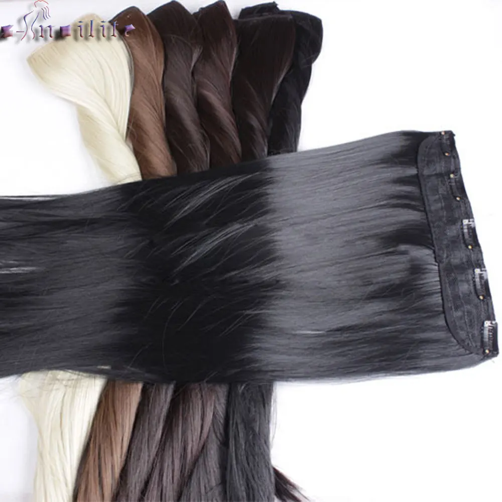 

s-noilite 26 inch(66cm) Long Straight Synthetic Clip in One Piece Hair Extension 100% Real Natural Heat Resistant Hairpiece