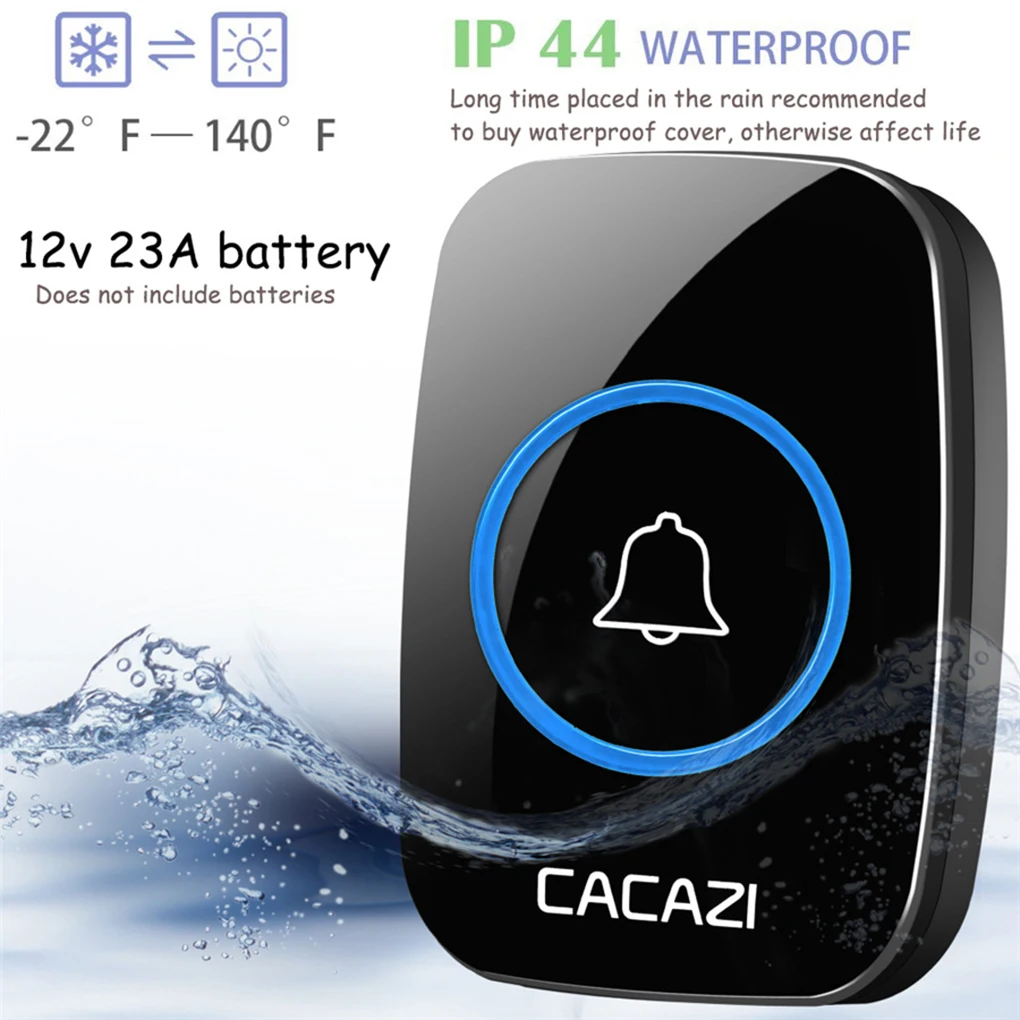 

CACAZI A10-3 Wireless Doorbell Waterproof 300M Remote Door Bell Chime 110/220V Battery 1 Transmitter 3 Receiver For EU US UK AU