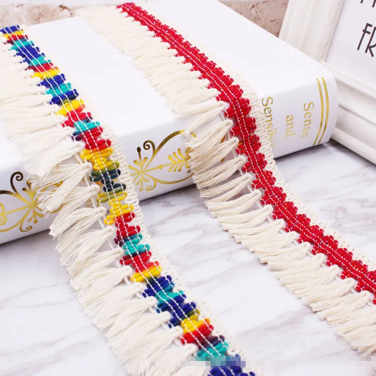 

50 Yards Width 5CM Colorful Braid Tassel Lace Trim Rainbow Fringe Fabric Ribbon Handmade Sewing Curtain Garment Accessory