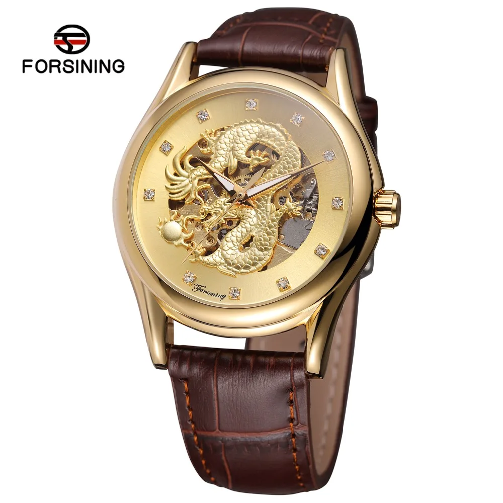 Forsining Original Watch for Men Automatic Skeleton Durable Genuine Leather Strap Popular Wristwatch FSG8151M3 | Наручные часы