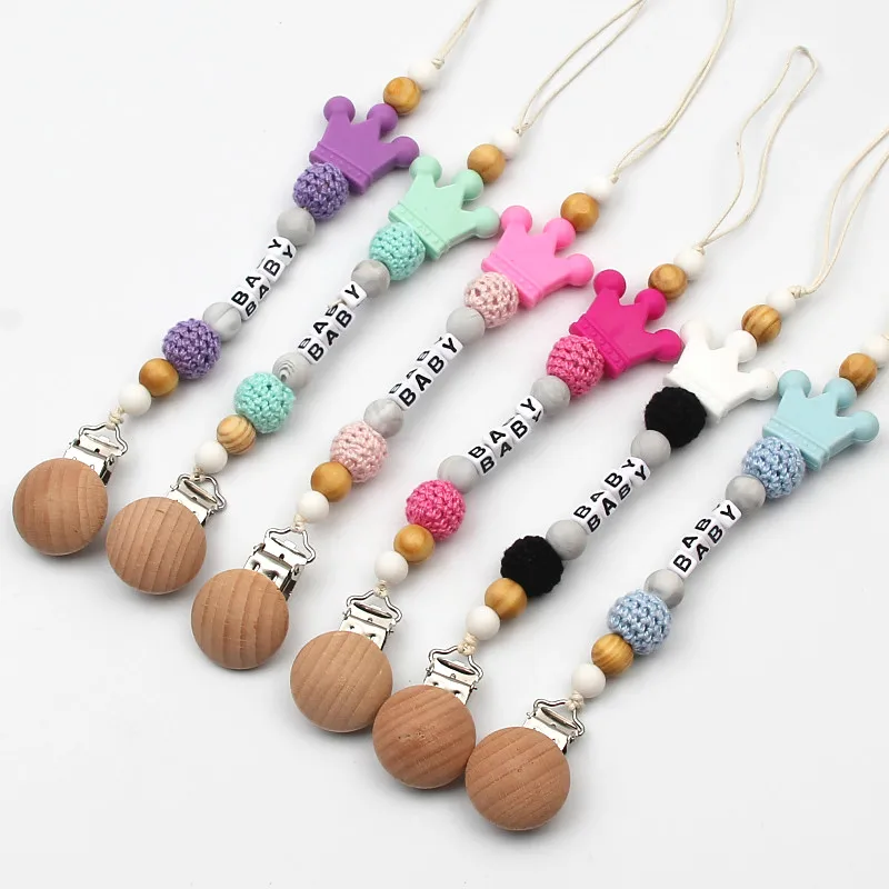

Handmade 1Pcs Silicone Pacifier Chains Safe Teething Chain Baby Eco-friendly Pacifier Clips Chain