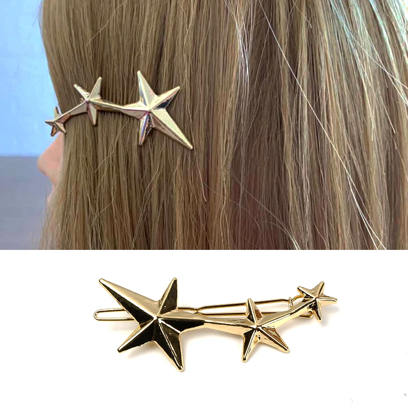 

New Elegant Metal Hair Accessories Alloy Holder Hairpins Hearts Stars Clips For Womens Barette Cheveux Girls Hairgrip synoke