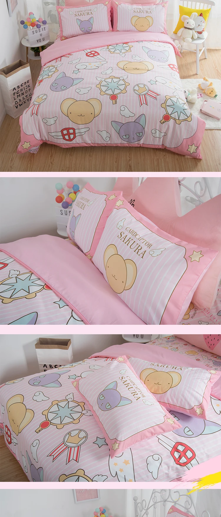 Cardcaptor Sakura Kero хлопковые плюшевые детские милые Мультяшные простыни, пододеяльник, наволочка, украшение для спальни, игрушка