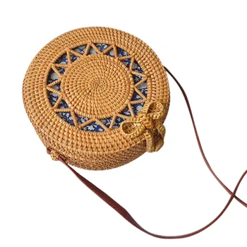 

2019 Fashion Round Straw Bags Summer Style Women Handbags Bohemian Rattan Crossbody Bags Handmade Woven Beach Circular Bags *20
