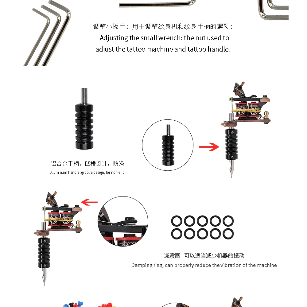 Полный набор, профессиональная тату-машинка, набор, 2 катушки, тату-иглы для боди-арта, 40 цветов, чернила, источник питания