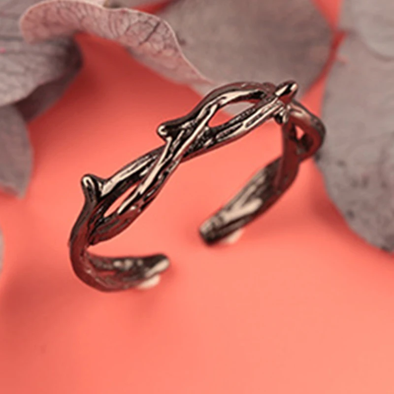 Модные Ретро креативные парные кольца, черный цвет, розы, цветы, шипы, дизайн, кольцо на палец, синий кристалл, открытые винтажные кольца