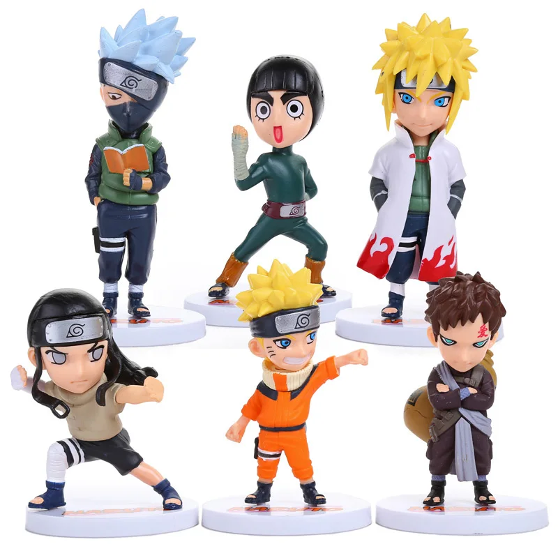 

6pcs/set Anime Naruto Action Figures Naruto Kakashi Gaara Rock Lee Minato Neji PVC Figure Toys NTFG014