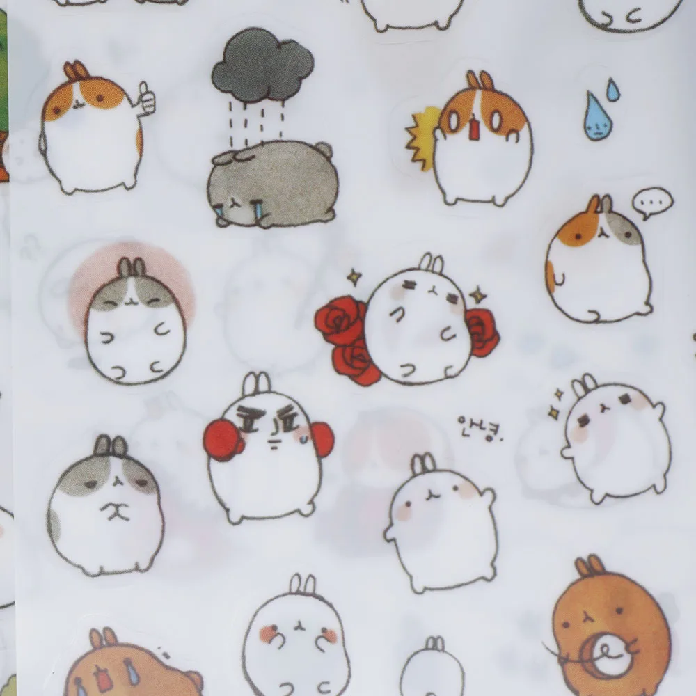 6 шт., новые корейские креативные Мультяшные наклейки с изображением кролика, каваи, ПВХ, на третий квартал, картофельные канцелярские