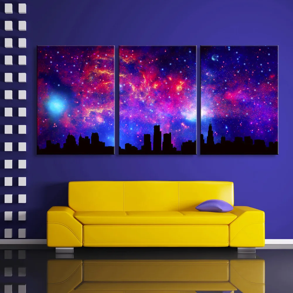 Free Shipping Stretched Canvas Prints Dream of Sky Flash Effect LED