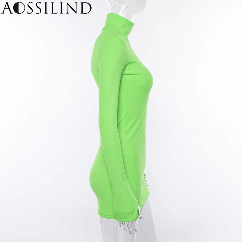 Женское облегающее платье AOSSILIND повседневное мини с длинным рукавом и высоким