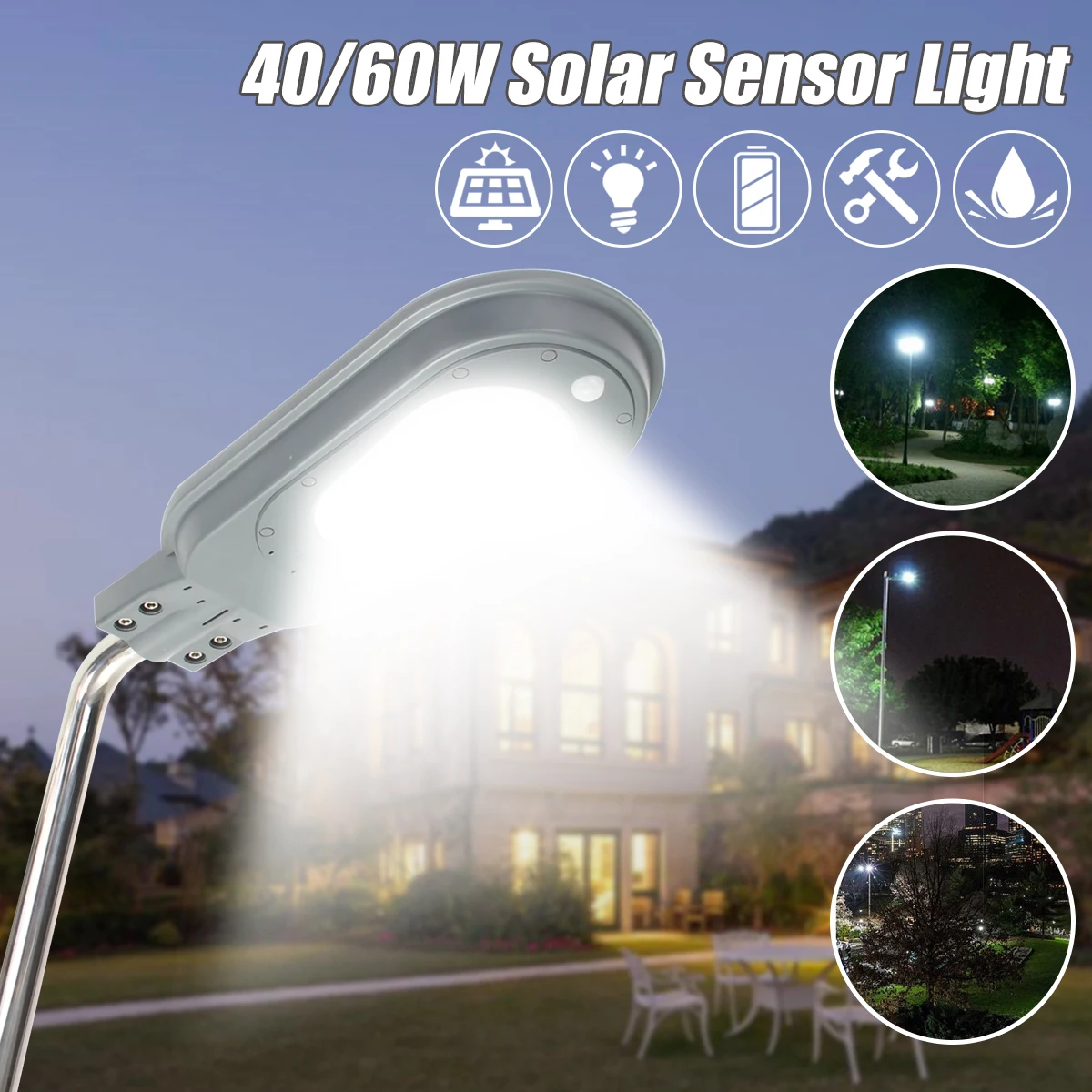 

Smuxi 40W Solar Light PIR Motion Sensor Control Wall Street Light Outdoor Garden Waterproof Wall Lamp Security Light