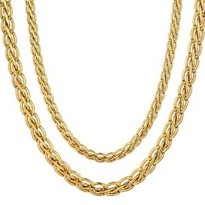 Vintage 45/55/66/76cm Gold-Color Necklace Fashion Men's Gold Chain Necklace Male Chain Golden Necklaces