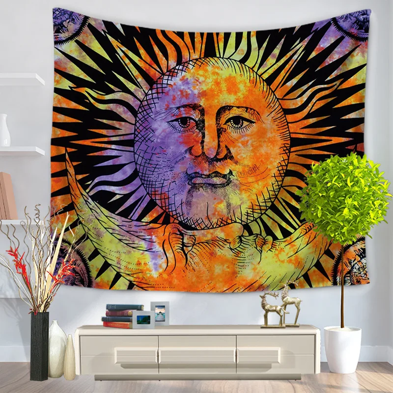 Tapestry Psychedelic Celestial Indian Sun Tapestry Wall Hanging Throw
