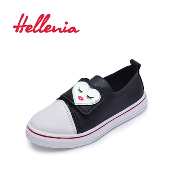 

Hellenia Spring Kids Shoes Girls Children causal shoes boys hook loop black pink white comfortable slip on loafers size 26-36