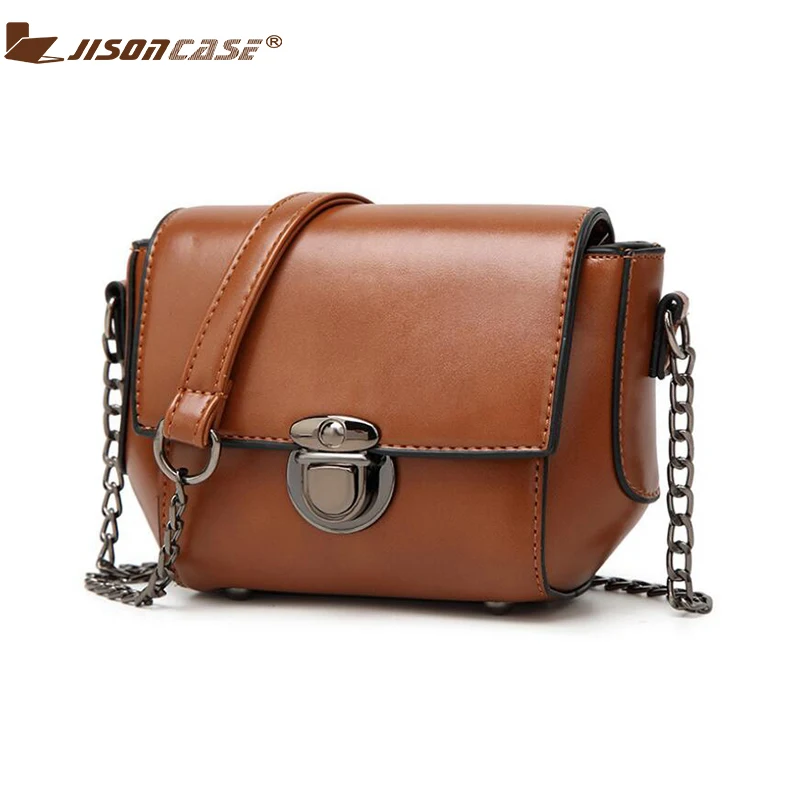 

Jisoncase Ladies Bag Retro Women Shoulder Bag Women Messenger Bags PU Leather Chain Bag Luxury Handbags For Women 2018