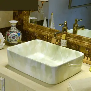 

European Rectangular Table Household Ceramic Washbasin Art bathroom sink