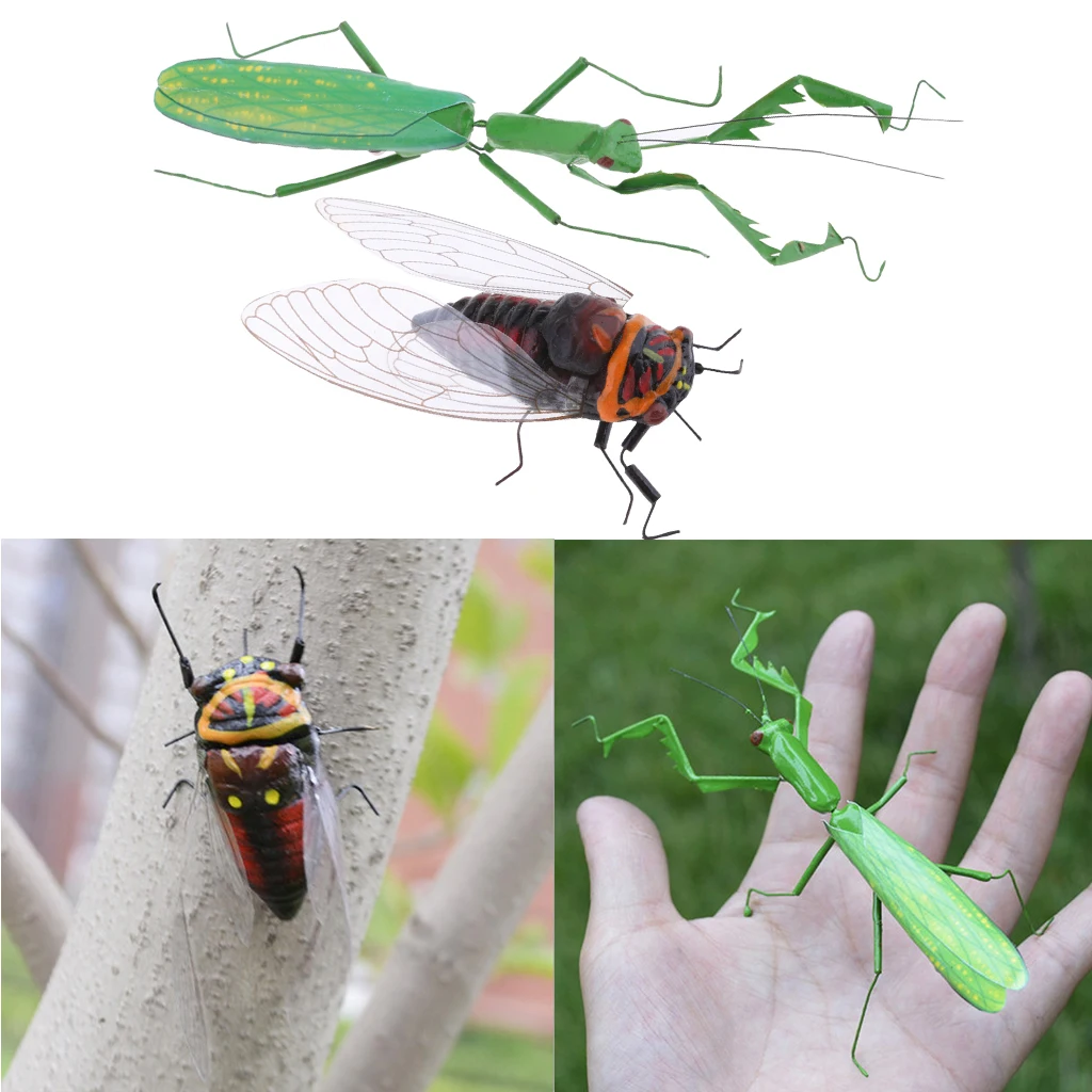2pcs Lifelike Cicada Insect Figurines Garden Sculpture Home/Desktop/Tree Ornament