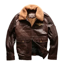 Прочитайте описание! Азиатский размер, авиационный полет G1, пилот, теплый меховой воротник, кожаная куртка из натуральной коровьей кожи, толстая воловья куртка