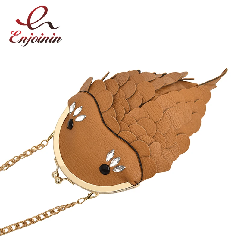 

Fashion Personality Dazzling Goldfish Design Diamond Casual Ladies Chain Shoulder Bag Handbag Crossbody Messenger Bag Female Bag