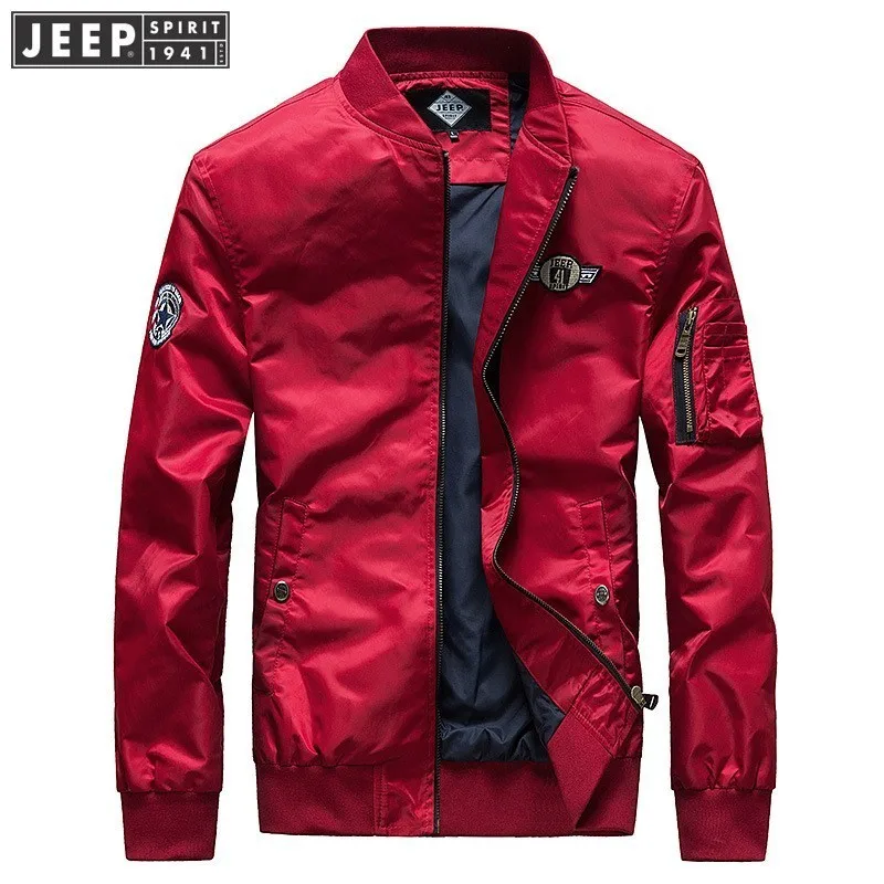 

JEEP SPIRIT 2018 Autumn Spring Cargo Jackets Coat Cargo Safari Brand Bomber Clothes Long Sleeve Solid Color Fashion Jacket