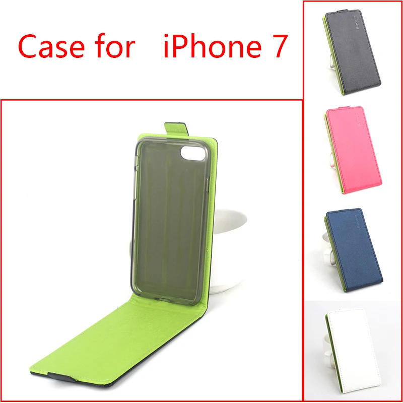 For iPhone 7 Phone Case Pure Color Up down Open Vertical Flip Premium