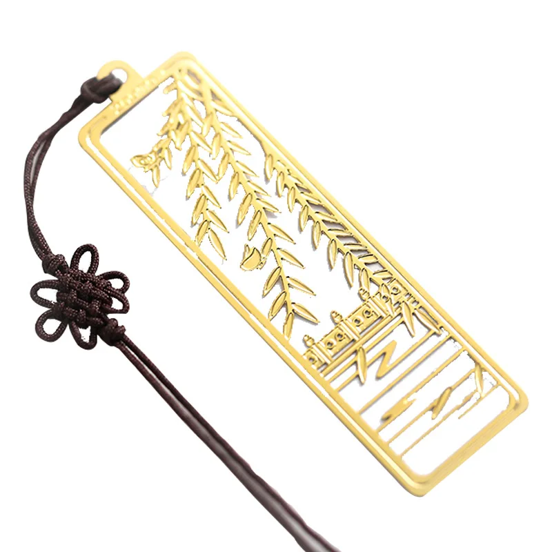 

1 Pc Creative Chinese Style Bookmarks Stainless Steel Gold-plated Metal Bookmark Student and School Stationery