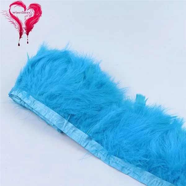 2 Meters/Lot 10-15 CM Dyed Colored Downy Turkey Marabou Feather Fringe Trimming Satin Ribbon Trim Garment Decoration 22 Colors - Цвет: Lake Blue