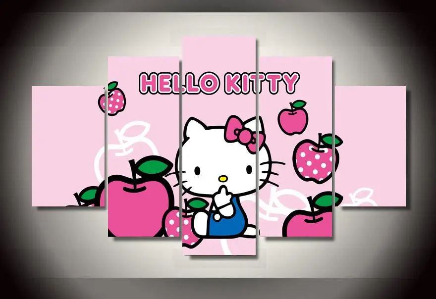 

Framed Printed Cartoon hello kitty Group Painting wall art children's room decor print poster picture canvas/jjv182