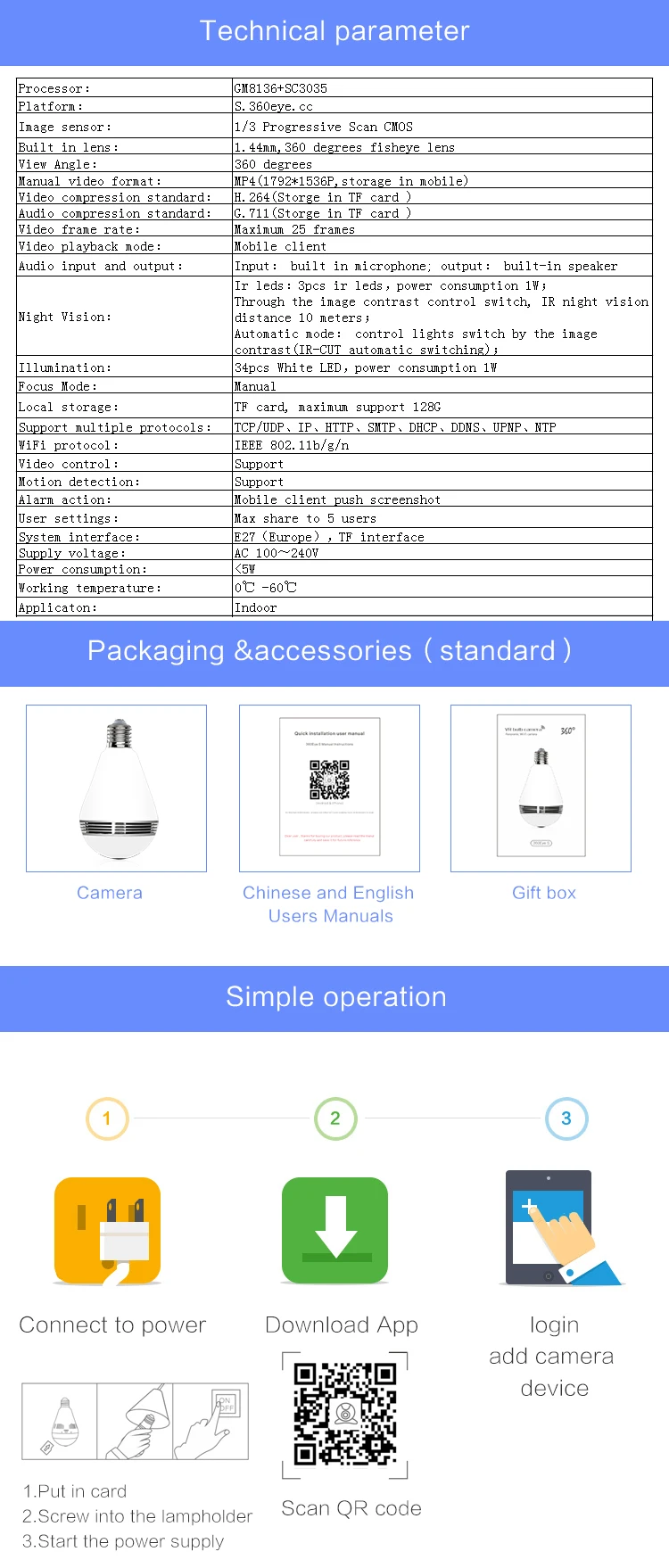 Лампа Беспроводная ip-камера Wifi 960 P панорамная рыбий глаз домашняя камера видеонаблюдения 360 градусов ночного видения Поддержка 128 ГБ