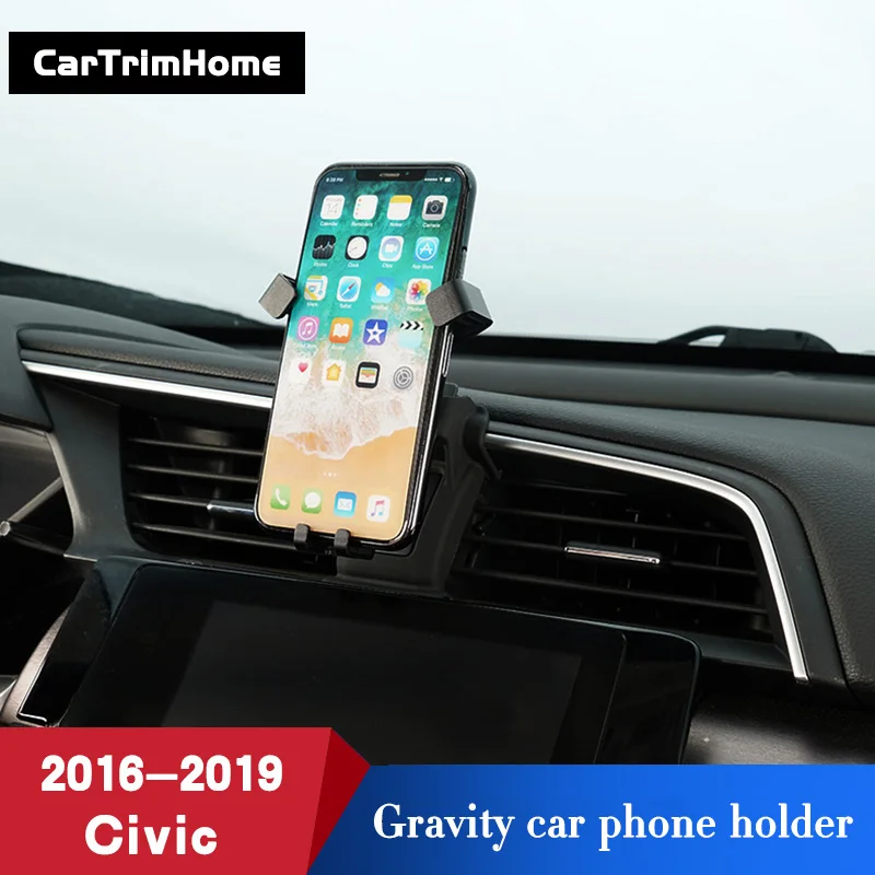 Black Car Air Vent Mount Adjustable Phone Holder Stand For Honda Civic 2016-2019