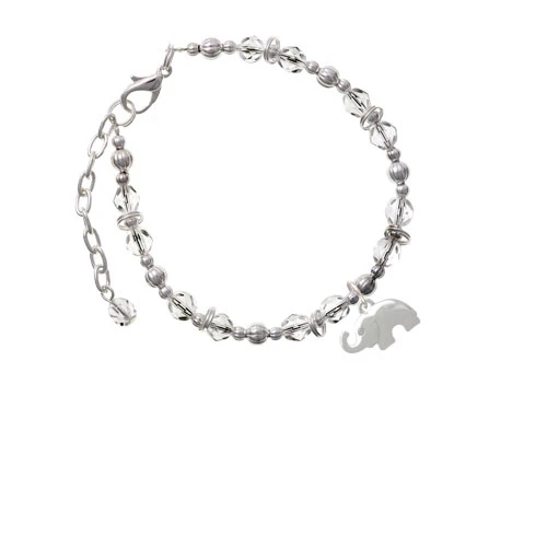 Elephant with Crystal Eyes Clear Beaded Bracelet