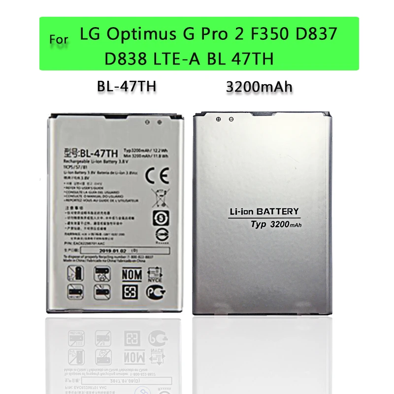 3200mAh 2019 new BL-48TH BL-47TH For LG Optimus G Pro E985 D686 F240 F240L F240K F240S L-04E E980 E986 E988 D837 D838 F310 E940
3200mAh 2019 new BL-48TH BL-47TH For LG Optimus G Pro E985 D686 F240 F240L F240K F240S L-04E E980 E986 E988 D837 D838 F310 E940