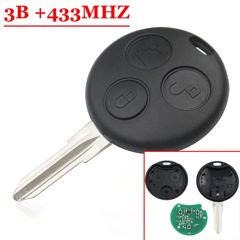 Prix Livraison gratuite (1 pièce) 3 Boutons Télécommande Intelligente clé Fob 433 434 MHz Pour Benz Clé Intelligente à distance Fortwo Forfour Roadster