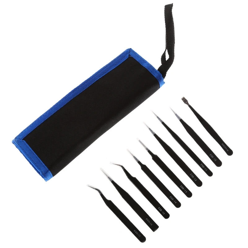 

9Pcs/Set Precision Tweezers Kit Stainless Steel Anti-Static Set For Electronics Jewelry-Making G25 Great Value April 4