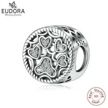 

EUDORA Unique 925 Sterling Silver Crystal CZ Dag Animal Footprints Charms & Necklace Beads fit PandoLa Bracelets DIY Jewelry Z74