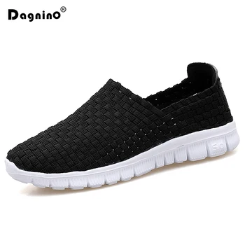 

DAGNINO 2018 Summer Comfortable Air mesh Casual Shoes Men Fashion Woven Handmade Breathable Male Flats Slip On For Driving Shoes