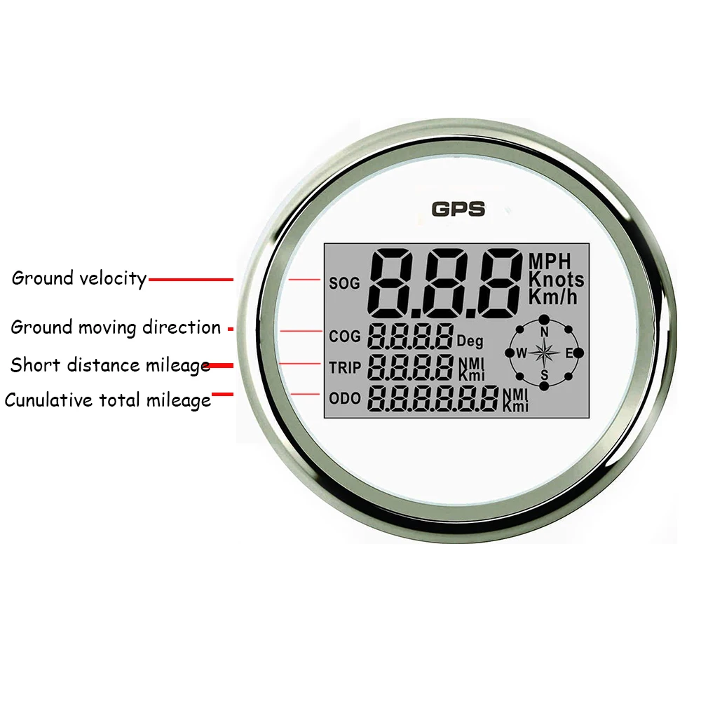 85 мм Автомобильная лодка цифровой спидометр датчик 8 цветов подсветка gps Спидометр 0~ 999 MPH узлов км/ч Регулируемый с gps датчиком