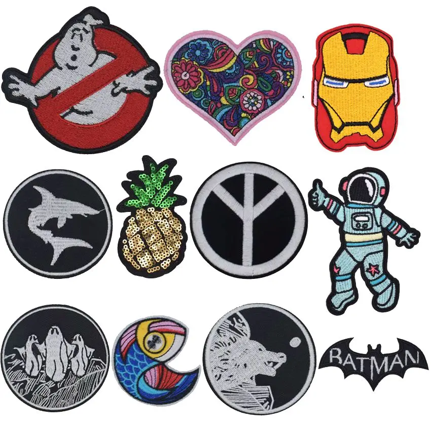 

Rainbow Peace Ghostbusters Fish Love Batman Acdc Patches For Clothing Patchwork Embroidered Appliques Garment Stickers Badge