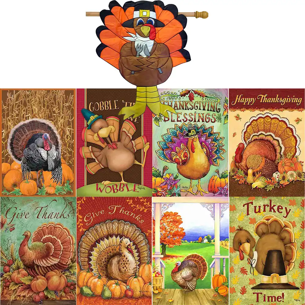 Turkey Garden Flags Indoor Outdoor Polyester Happy Mini Yard