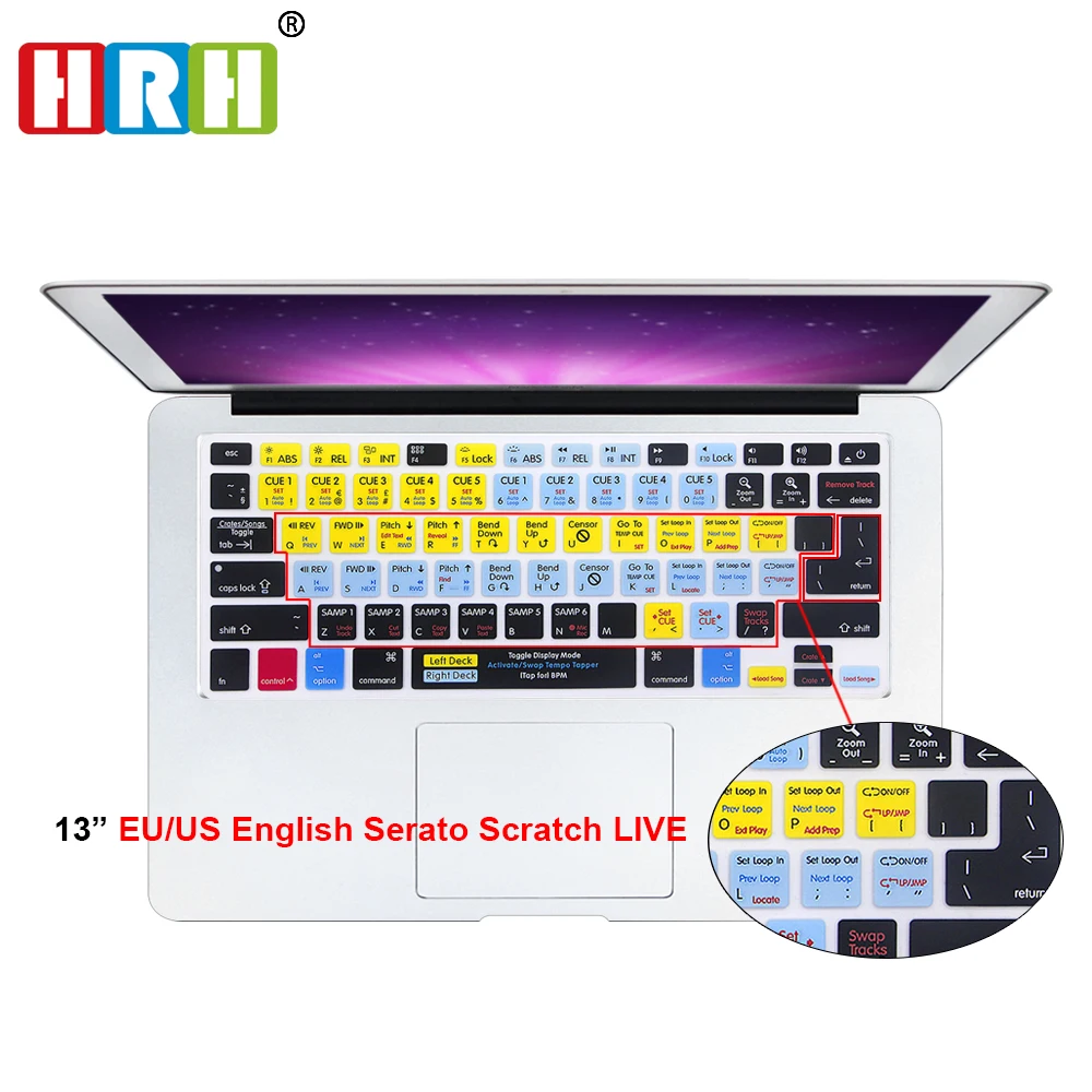 HRH Serato Scratch LIVE Shortcuts Hotkey Silicone Keyboard Cover Skin