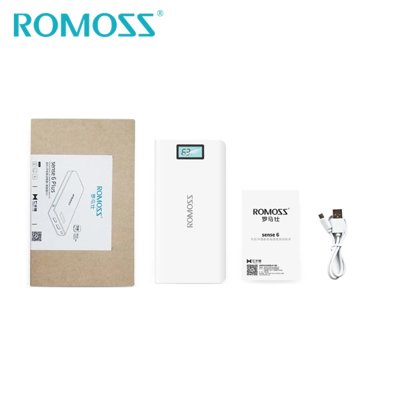Внешний аккумулятор ROMOSS, 20000 мА/ч, Sense 6 Plus, внешний аккумулятор, Дополнительный внешний аккумулятор, запасная мощность, двойной USB, для samsung и iPhone