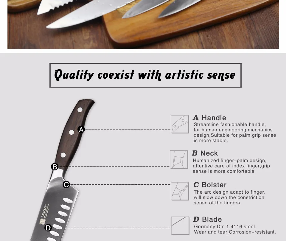 Набор кухонных ножей XINZUO из 3 предметов, универсальный нож шеф-повара, высокоуглеродистые кухонные ножи из Германии 1,4116, наборы кухонных ножей из нержавеющей стали, кухонные инструменты
