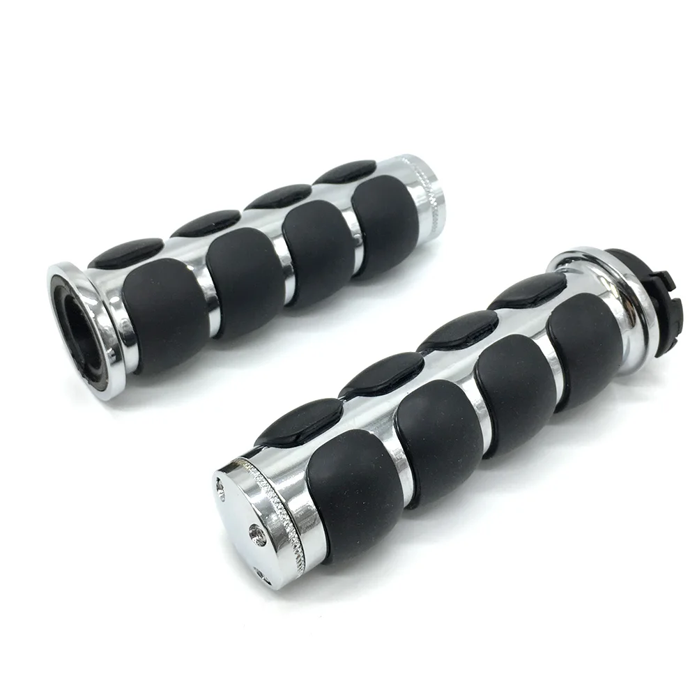 Chrome 1 inch 25mm Motorcycle Handlebar Handle Grips For Honda Suzuki