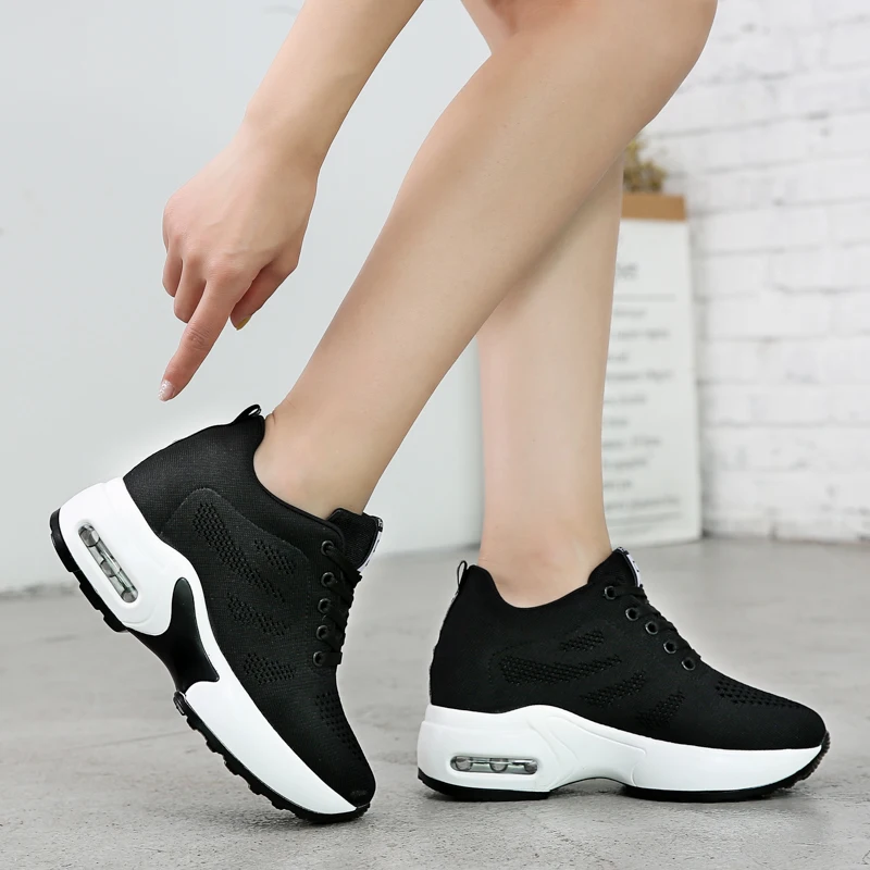 Breathable Flying Knitting Women Sneakers Hide Heel Fashion Sneakers Women Platform Casual Shoes zapatillas mujer XZ136 (14)