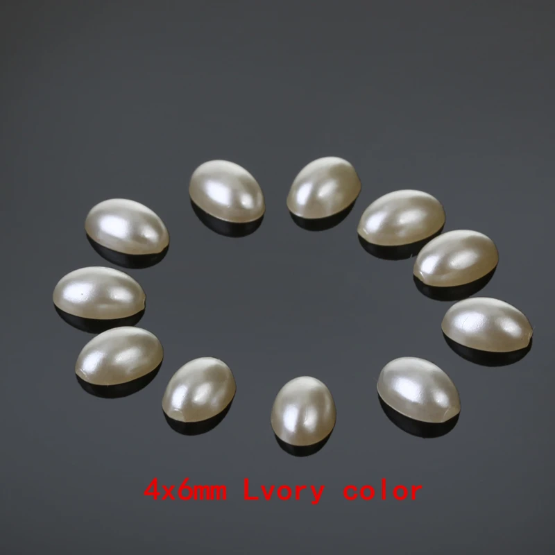 

4X6MM 2000Pcs/lot ABS Imitation Ivory Pearl Diy Jewelry Accessories Beads Half Flatback Pearls Cabochon Scrapbooking Craft