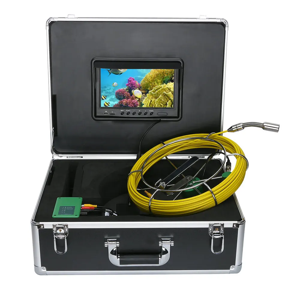 20M IP68 Waterproof Drain Pipe Sewer Inspection Camera System 9"LCD DVR