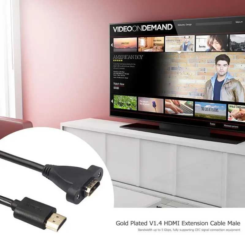 Позолоченные V1.4 Удлинительный кабель, HDMI мужского и женского пола w/винт Панель крепление зеленый постоянного тока для сварки щипцы для завивки волос спиральные волосы