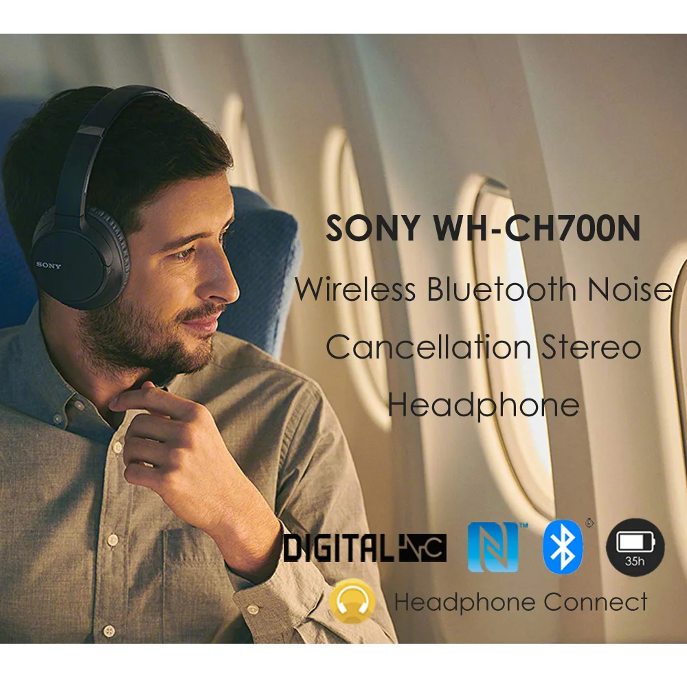 SONY WH-CH700N беспроводные/Проводные Bluetooth/NFC наушники шумоподавление стерео гарнитура Накладные наушники aptX HD музыка