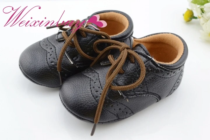 Обувь для малышей в британском стиле из искусственной кожи; детская обувь с воздушными отверстиями; нескользящая обувь унисекс; обувь для малышей - Цвет: Черный